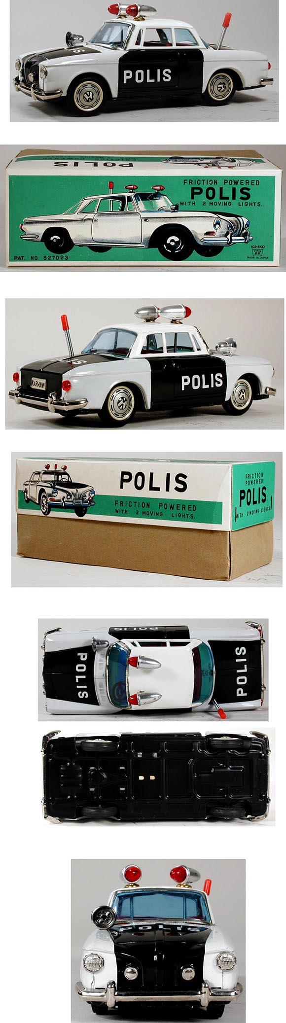 c.1963 Ichiko, Volkswagen Karmann Ghia Coupe Police Car in Original Box